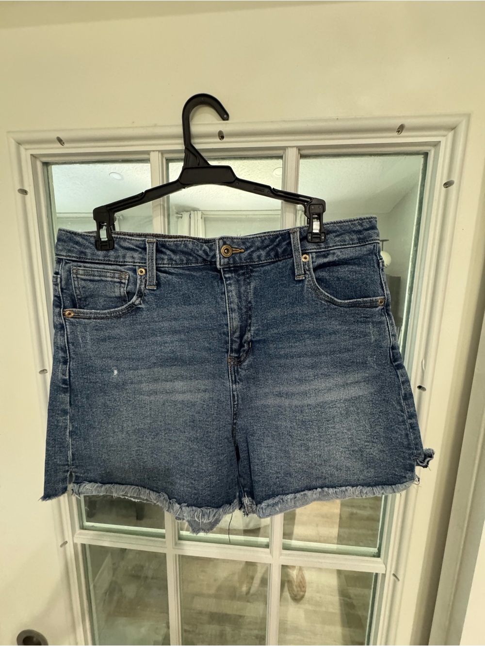 RACHEL Rachel Roy Distressed Blue Denim Cutoff Shorts